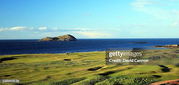 The 16th green and the second green at North Berwick Golf Club on April 30, 2013 in North Berwick, Scotland.