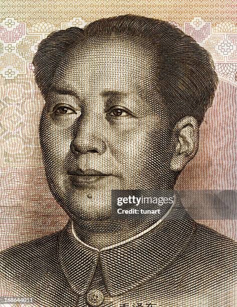 mao, picture on the frontside of chinese currency (20 yuan) - chinese money stock illustrations