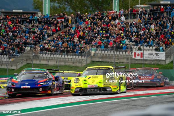Thomas Preining from Austria in his Porsche 911 GT3 R by Manthey EMA in front of the field during the DTM race 2 at Red Bull Ring on September 24,...