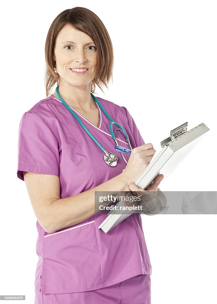 Female Nurse (Isolated on White)