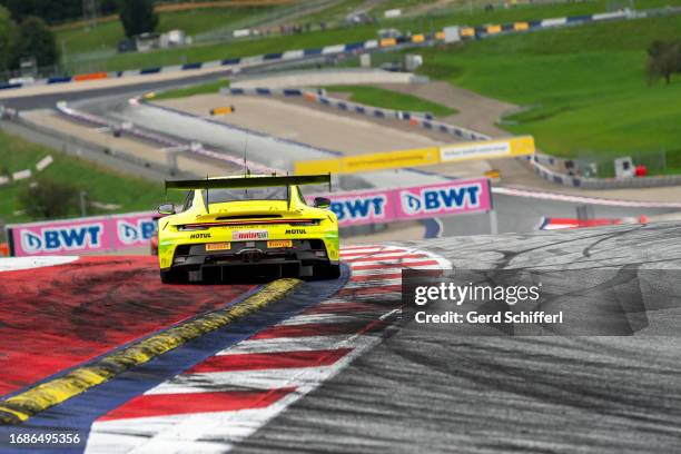 Thomas Preining from Austria in his Porsche 911 GT3 R by Manthey EMA during the DTM race 2 at Red Bull Ring on September 24, 2023 in Spielberg,...