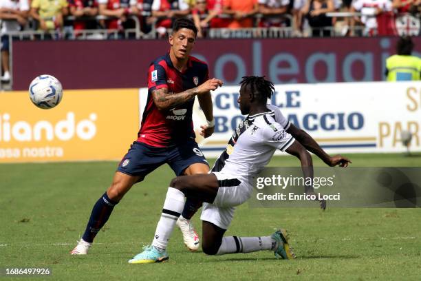 Alessandro di Pardo of Cagliari in contrast during the Serie A TIM match between Cagliari Calcio and Udinese Calcio at Sardegna Arena on September...