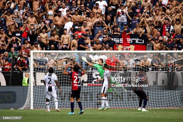 Missed goal by Alessandro Deiola of Cagliari during the Serie A TIM match between Cagliari Calcio and Udinese Calcio at Sardegna Arena on September...