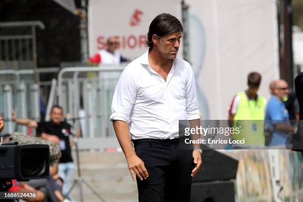 Andrea Sottil coach of Udinese looks on during the Serie A TIM match between Cagliari Calcio and Udinese Calcio at Sardegna Arena on September 17,...