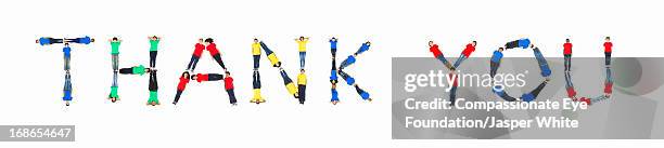 children laying in 'thank you' formation - creativity word stock pictures, royalty-free photos & images