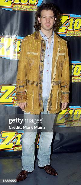 Synch singer JC Chasez attends "Z100's Jingle Ball 2002" holiday concert on December 12, 2002 at Madison Square Garden in New York City.