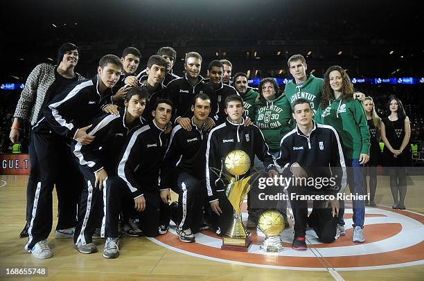 Team of Club Joventut Badalona celebrates the winning of the Nike International Junior Tournament Final game between Club Joventut Badalona v FC...