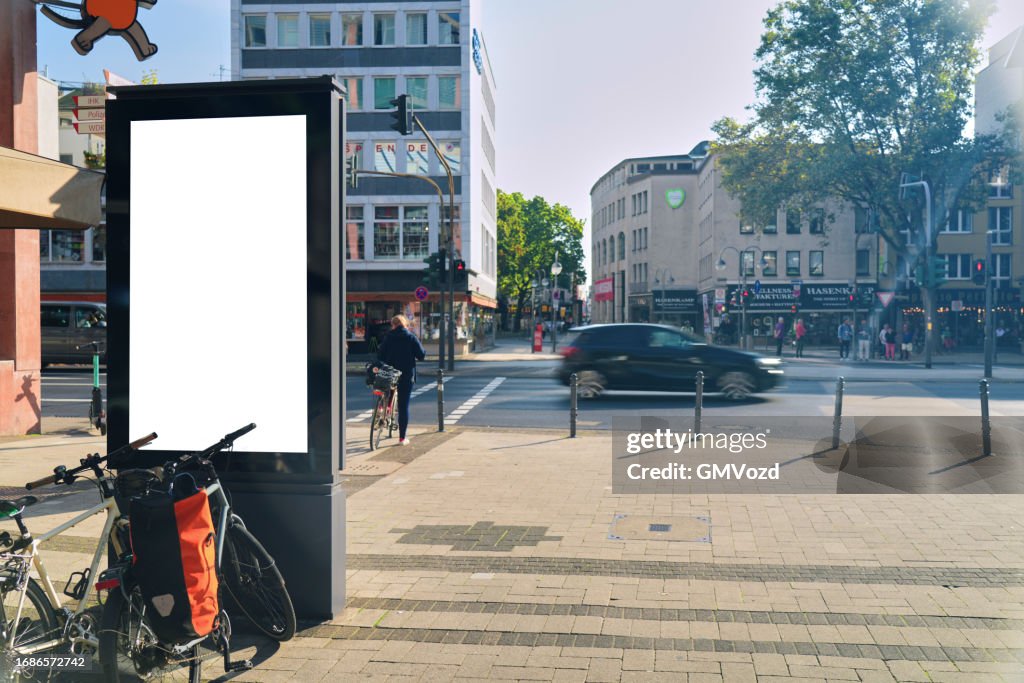 Digital Billboard in a City Street Downtown