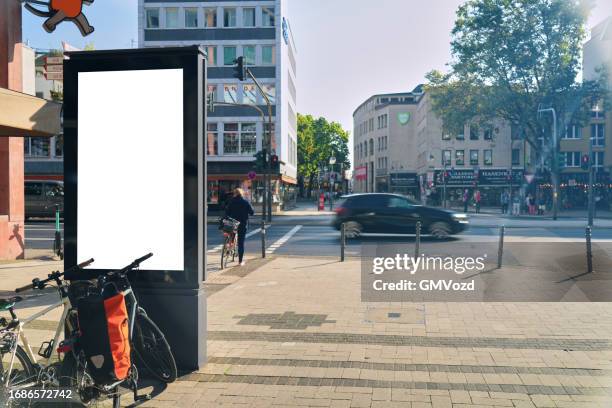 digital billboard in a city street downtown - pedestrian zone stock pictures, royalty-free photos & images