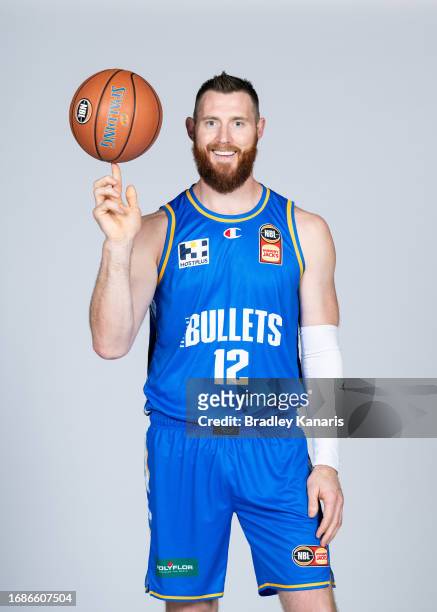 Aron Baynes poses during the Brisbane Bullets 2023/24 NBL Headshots Session at Somerset College on September 17, 2023 in Gold Coast, Australia.