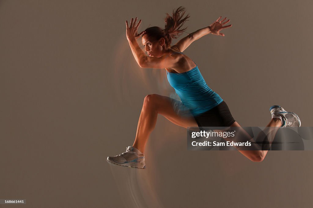 Blurred view of athlete running