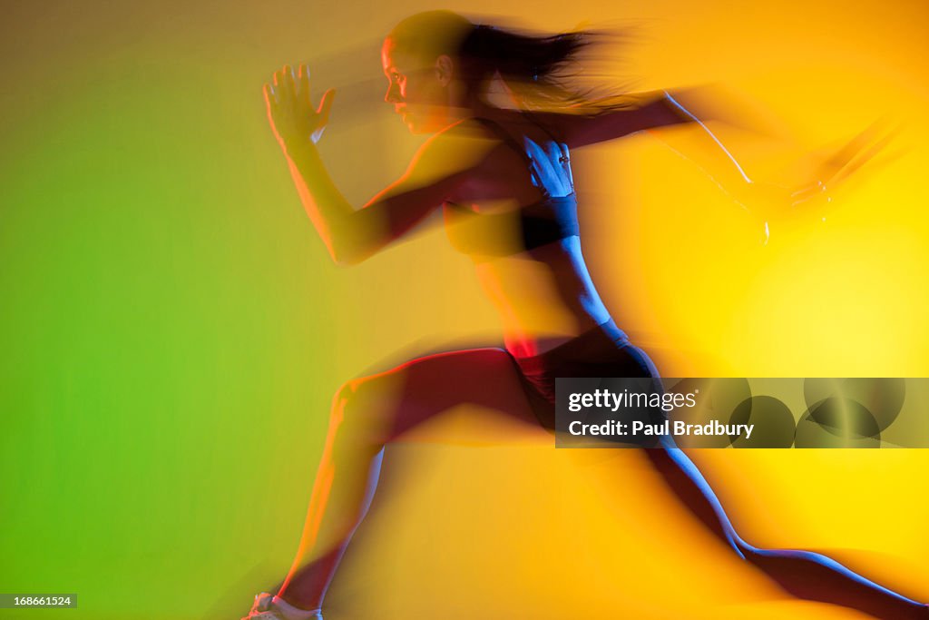 Blurred view of athlete running