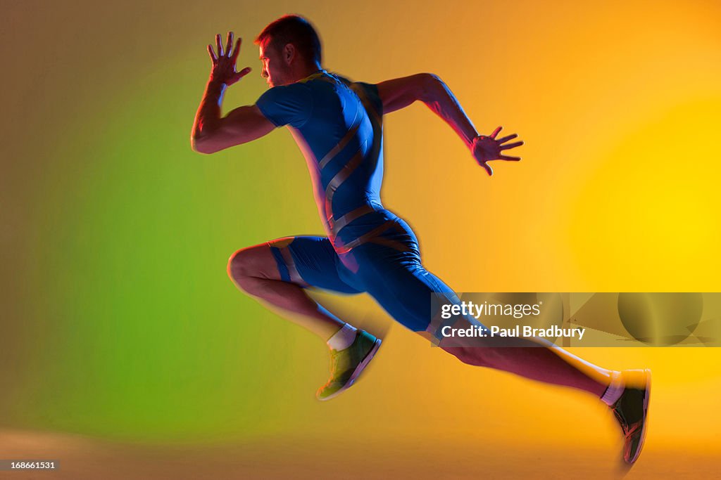 Blurred view of athlete running