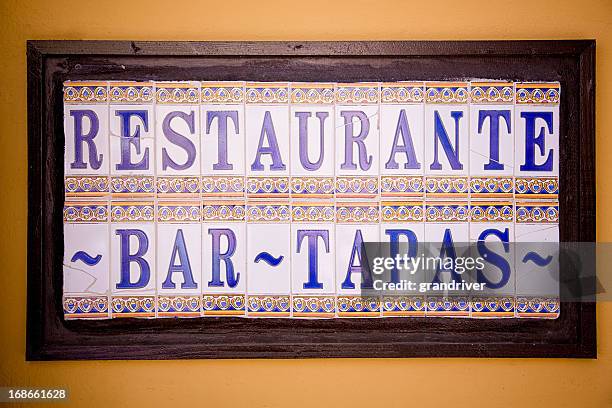 tapas restaurant sign - puerto rican culture stock pictures, royalty-free photos & images