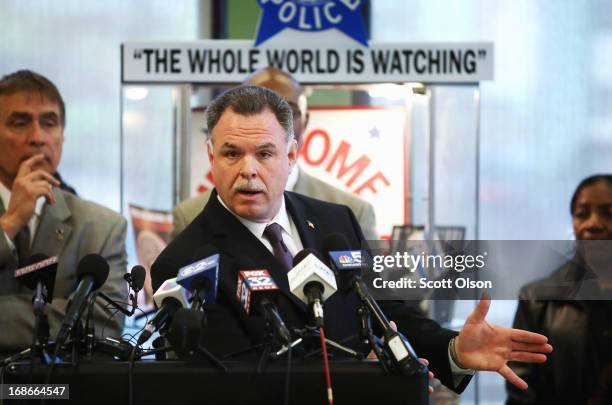 Chicago Police Superintendent Garry McCarthy holds a press conference to announce his department had seized more than 2,500 illegal firearms in 2013...