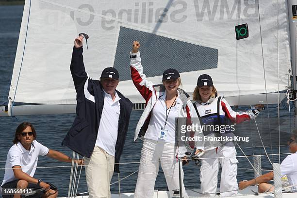 Pierre Franckh with His Daughter Julia and Michaela Merten at the BMW Sailing Cup On Wannsee, in Berlin.