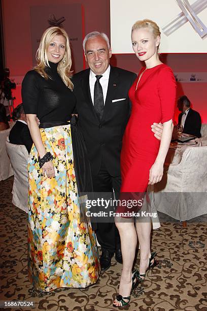 Hans Reiner Schroeder With Wife And Katerina and Franziska Knuppe at the 10th Anniversary Of The Felix Burda Award at Hotel Adlon in Berlin.