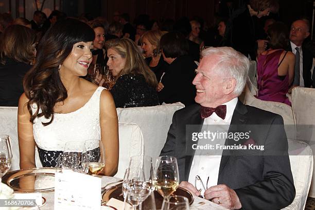 Verona Pooth and Harald zur Hausen at the 10th Anniversary Of The Felix Burda Award at Hotel Adlon in Berlin.