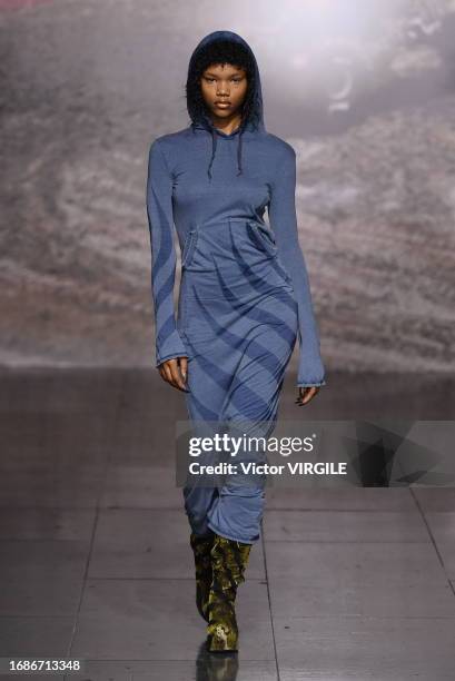 Model walks the runway during the Masha Popova Ready to Wear Spring/Summer 2024 fashion show as part of the London Fashion Week on September 17, 2023...