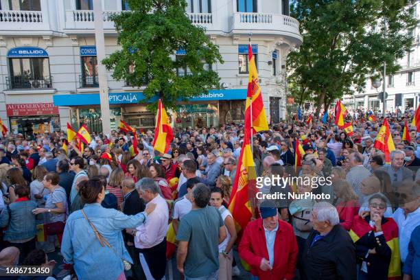 Madrid, September 24, 2023. Partido Popular Spanish righ party holds a demonstration in streets against the amnesty for the catalonian independence...