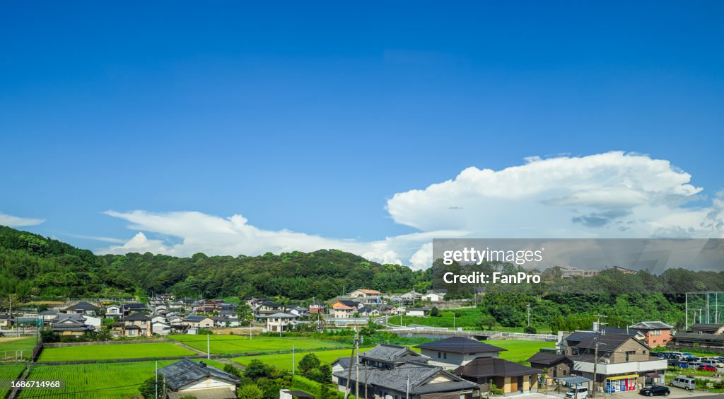 Green countryside scenery in Kyushu, Japan