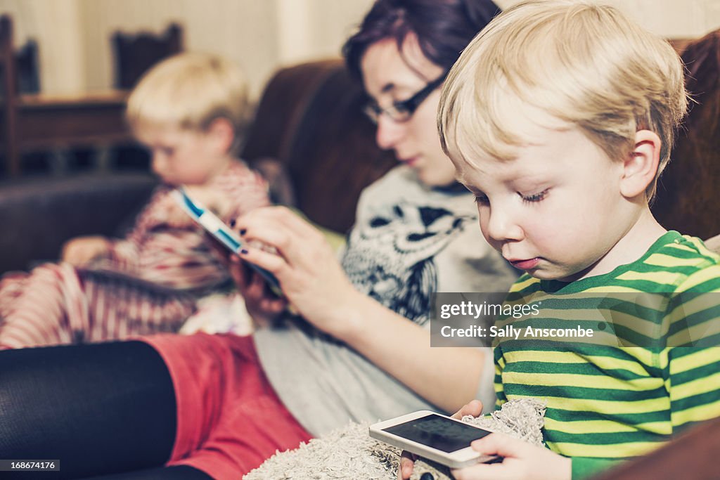 Children using tablets and smart phones