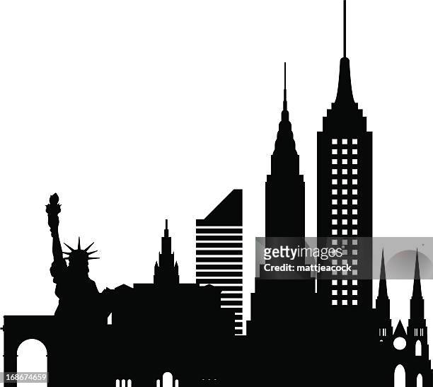 stockillustraties, clipart, cartoons en iconen met new york skyline - empire state building