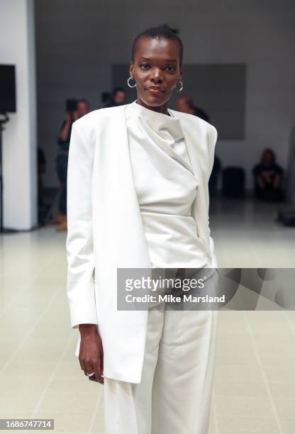 Sheila Atim attends the Tove show during London Fashion Week September 2023 at The Hayward Gallery on September 17, 2023 in London, England.