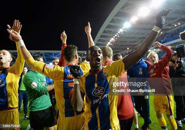 Yannick Bolasie of Crystal Palace celebrates after winning the npower Championship play off semi final second leg between Brighton & Hove Albion and...