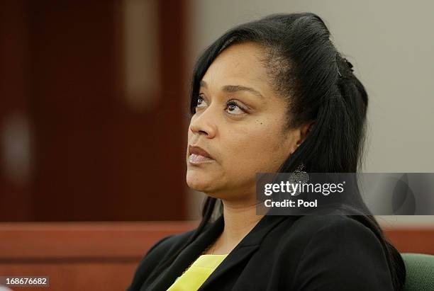 Arnelle Simpson, daughter of O.J. Simpson, testifies during an evidentiary hearing in Clark County District Court on May 13, 2013 in Las Vegas,...