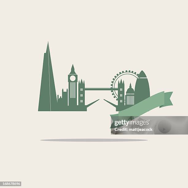 london city skyline - gherkin shard london stock illustrations