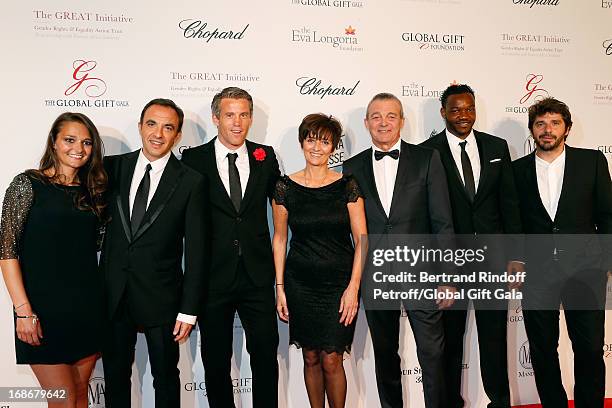 Leslie Lemarchal, Nikos Aliagas, Mickael Landreau, Laurence Lemarchal, Pierre Lemarchal, Steve Mandanda and Patrick Fiori attend 'Global Gift Gala'...