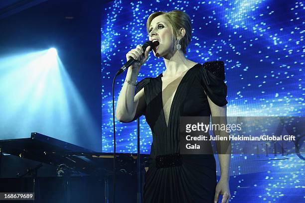 Lara Fabian performs during the 'Global Gift Gala' at Hotel George V on May 13, 2013 in Paris, France.