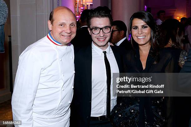 Chef Eric Briffard, Finalist of French TV Show 'The Voice' Olympe and Karine Ferri attend 'Global Gift Gala' at Hotel George V on May 13, 2013 in...