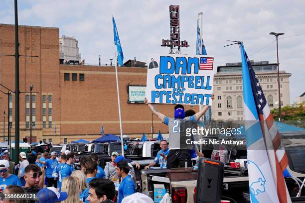 General view of outside the stadium before the game against the Seattle Seahawks and the Detroit Lions at Ford Field on September 17, 2023 in...
