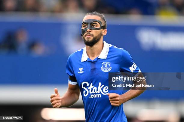 Dominic Calvert-Lewin of Everton looks on during the Premier League match between Everton FC and Arsenal FC at Goodison Park on September 17, 2023 in...