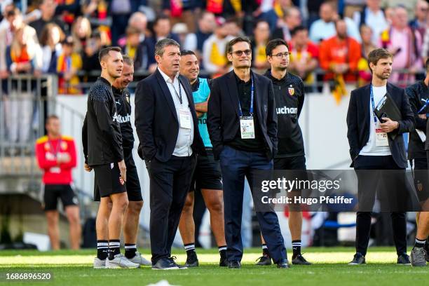 Arnaud POUILLE General Director of RC Lens and Joseph OUGHOURLIAN President of RC Lens during the Ligue 1 Uber Eats match between Racing Club de Lens...