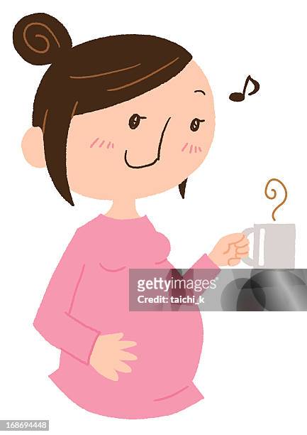 pregnant woman coffee - pregnant coffee 幅插畫檔、美工圖案、卡通及圖標