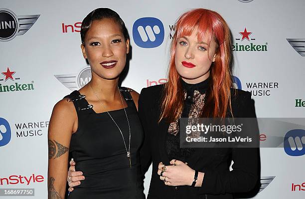 Aino Jawo and Caroline Hjelt of Icona Pop attend the Warner Music Group 2013 Grammy celebration at Chateau Marmont on February 10, 2013 in Los...