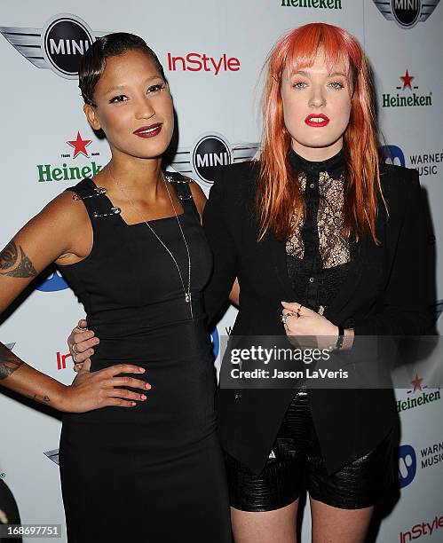 Aino Jawo and Caroline Hjelt of Icona Pop attend the Warner Music Group 2013 Grammy celebration at Chateau Marmont on February 10, 2013 in Los...