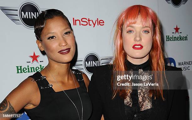 Aino Jawo and Caroline Hjelt of Icona Pop attend the Warner Music Group 2013 Grammy celebration at Chateau Marmont on February 10, 2013 in Los...