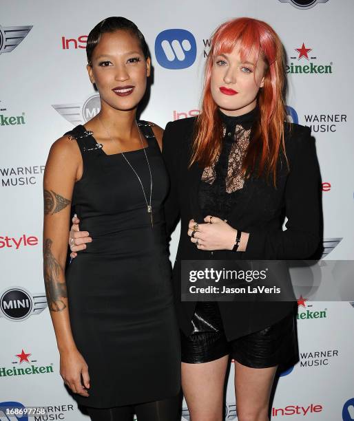 Aino Jawo and Caroline Hjelt of Icona Pop attend the Warner Music Group 2013 Grammy celebration at Chateau Marmont on February 10, 2013 in Los...