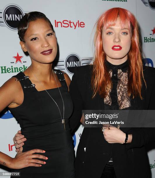 Aino Jawo and Caroline Hjelt of Icona Pop attend the Warner Music Group 2013 Grammy celebration at Chateau Marmont on February 10, 2013 in Los...