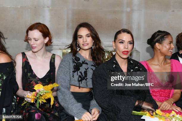 Karen Elson, Lily James, Billie Piper and Gugu Mbatha-Raw attend the Erdem show during London Fashion Week September 2023 at the The British Museum...