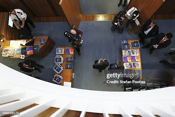 Treasurer Wayne Swan arrives at 'Budget lock up' on May 14, 2013 in Canberra, Australia. Treasurer Wayne Swan will tonight present the federal budget...