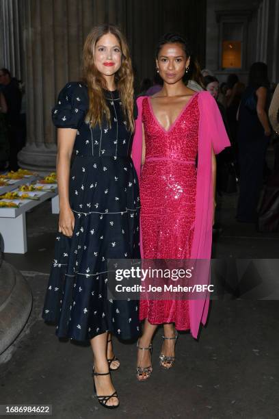 Charity Wakefield and Gugu Mbatha-Raw attend the Erdem show during London Fashion Week September 2023 at the The British Museum on September 17, 2023...