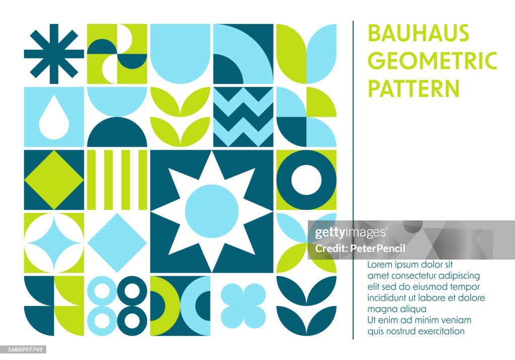 March Spring - Abstract Geometric Poster - Bauhaus Shape Style. Pattern Background. Modern Geometric Grid - Vector Color Art Design