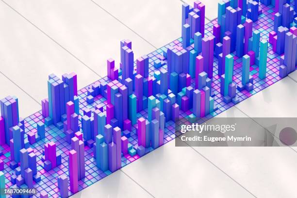 banking in the digital age. fintech's evolution. 3d image of data chart. big data. - gráfico de barras fotografías e imágenes de stock