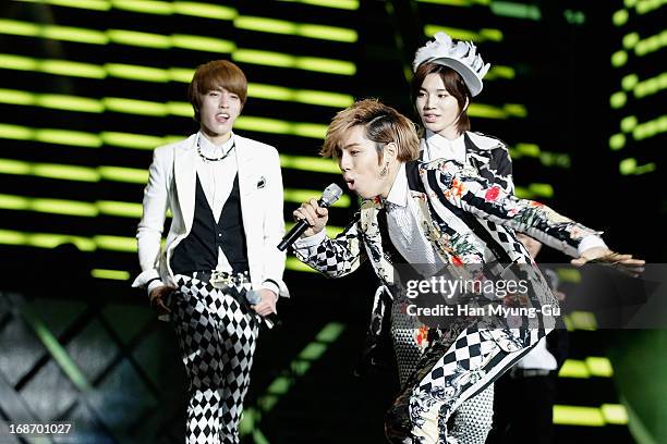 Dong Woo of South Korean boy band Infinite performs onstage during 2013 Dream Concert at Seoul World Cup Stadium on May 11, 2013 in Seoul, South...