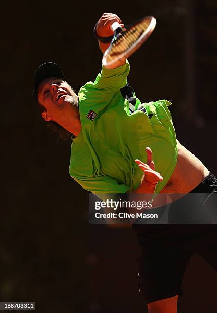 Horacio Zeballos of Argentina in action during his first round match against Fernando Verdasco of Spain during day three of the Internazionali BNL...